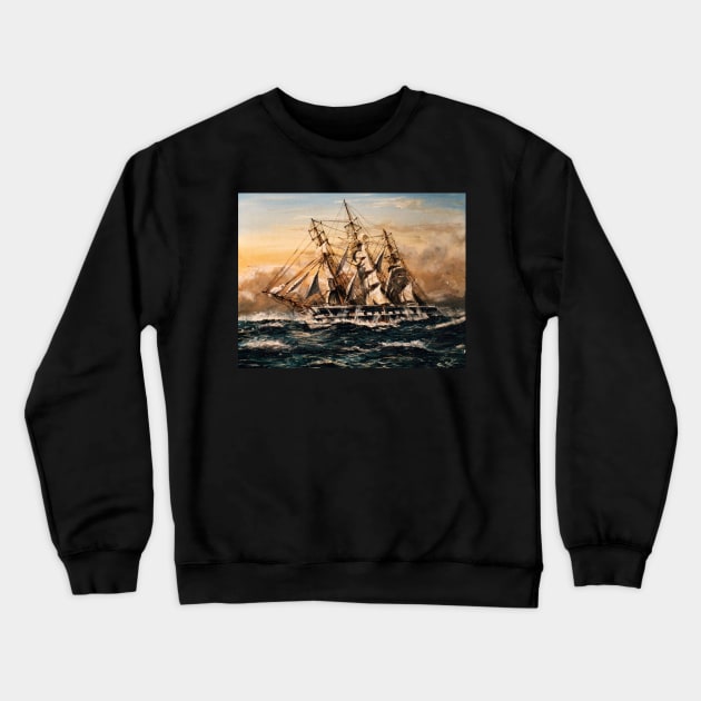 SQUARE RIGGER 'WAVERTREE'  IN A STORM Crewneck Sweatshirt by MackenzieTar